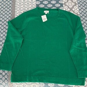 J. Crew Factory Women's Teddie Crewneck Sweater, Green, Sz Large, NWT